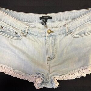Micro Mini Denim Lace Shorts Size 29 Daisy Dukes Y2K Sexy